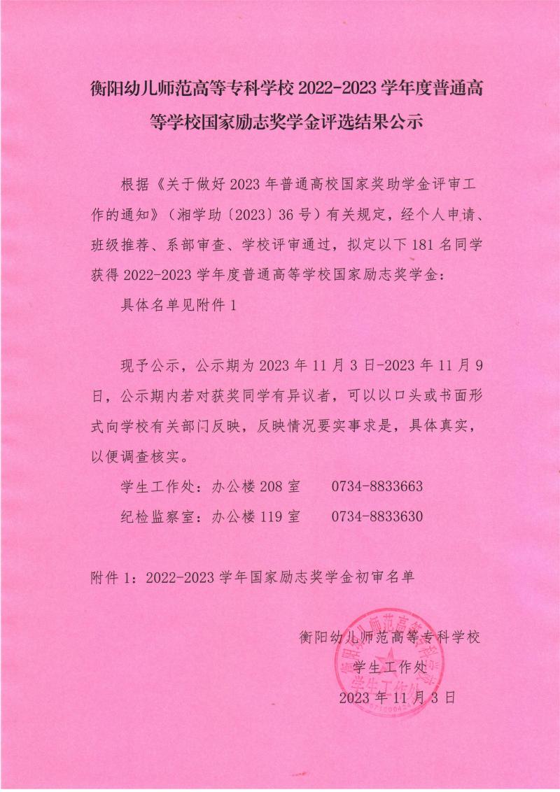 2022-2023學年度普通高等學校國家勵志獎學金評選結(jié)果公示（衡陽幼兒師范高等專科學校）.jpeg