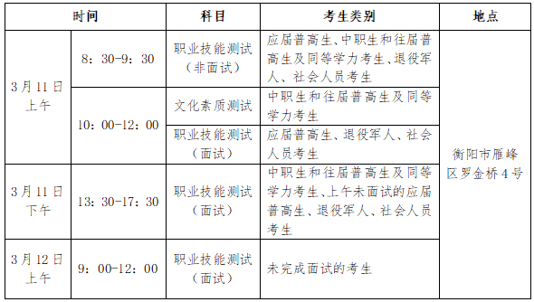 衡陽幼兒師范高等?？茖W(xué)校2023年單獨(dú)招生考試大綱及考試時(shí)間安排